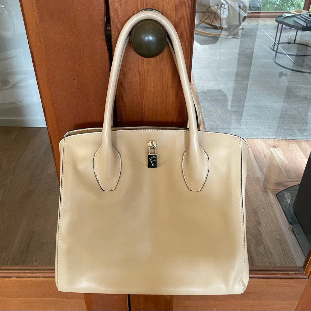 Furla handbag, cream color, 13.5”W x 8”D x 18”H (including handles)